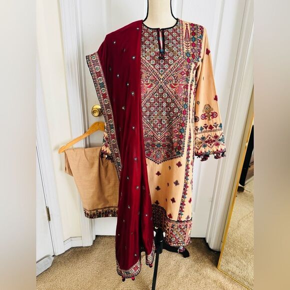 JAZMIN PAKISTANI DESIGNER EMBROIDERED SLUB KHADDAR - Picture 13 of 16
